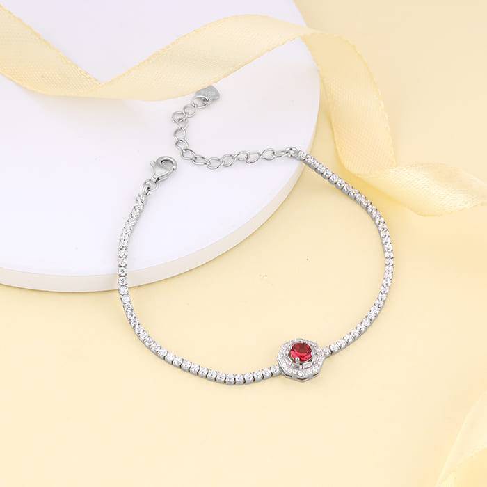 Giva 925 Silver Hexa Red Bracelet Adjustable : BR0892