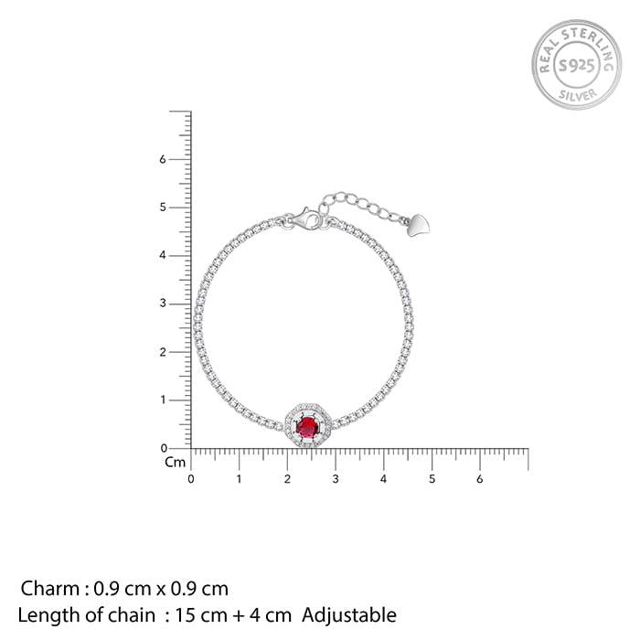 Giva 925 Silver Hexa Red Bracelet Adjustable : BR0892