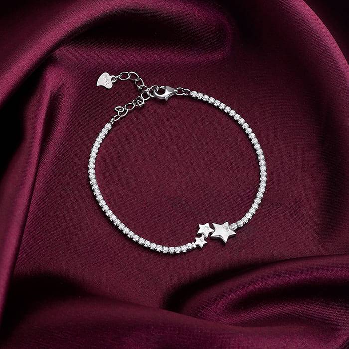 Giva 925 Sterling Silver Triple Star Bracelet, Adjustable | Gifts For Women And Girls | Wi : BR0893