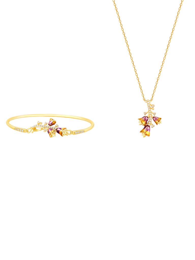 Giva 925 Sterling Silver Bhumi Golden Bell Mallow Bud Convertible Bracelet And Chain