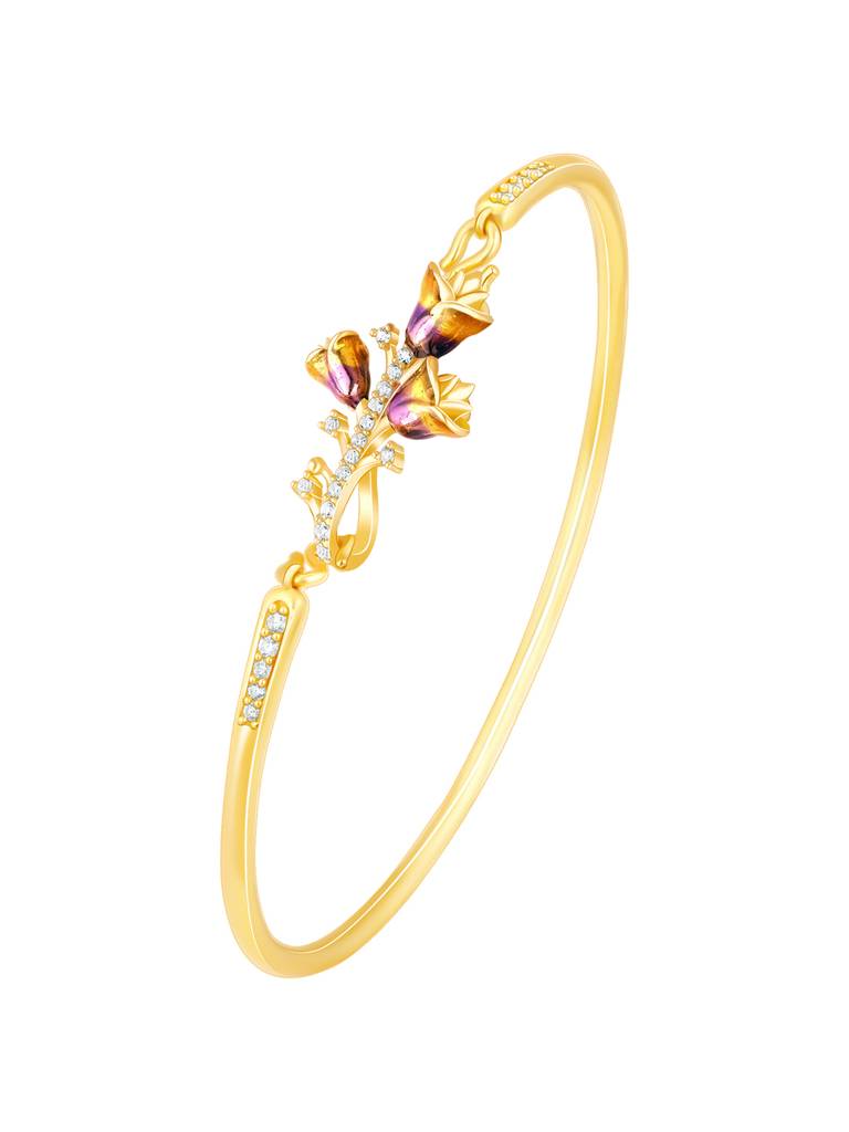 Giva 925 Sterling Silver Bhumi Golden Bell Mallow Bud Convertible Bracelet And Chain