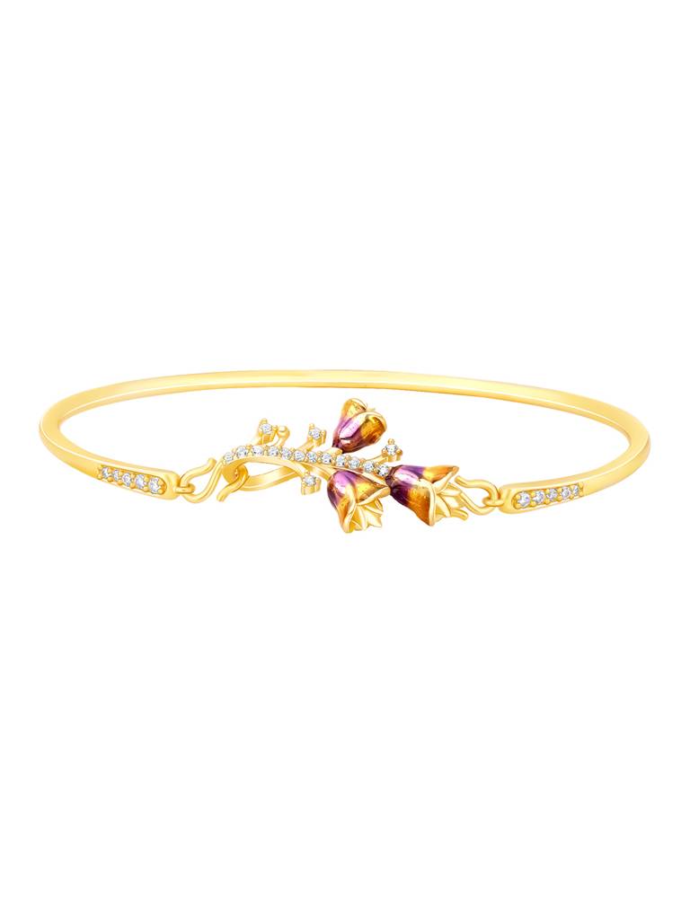 Giva 925 Sterling Silver Bhumi Golden Bell Mallow Bud Convertible Bracelet And Chain