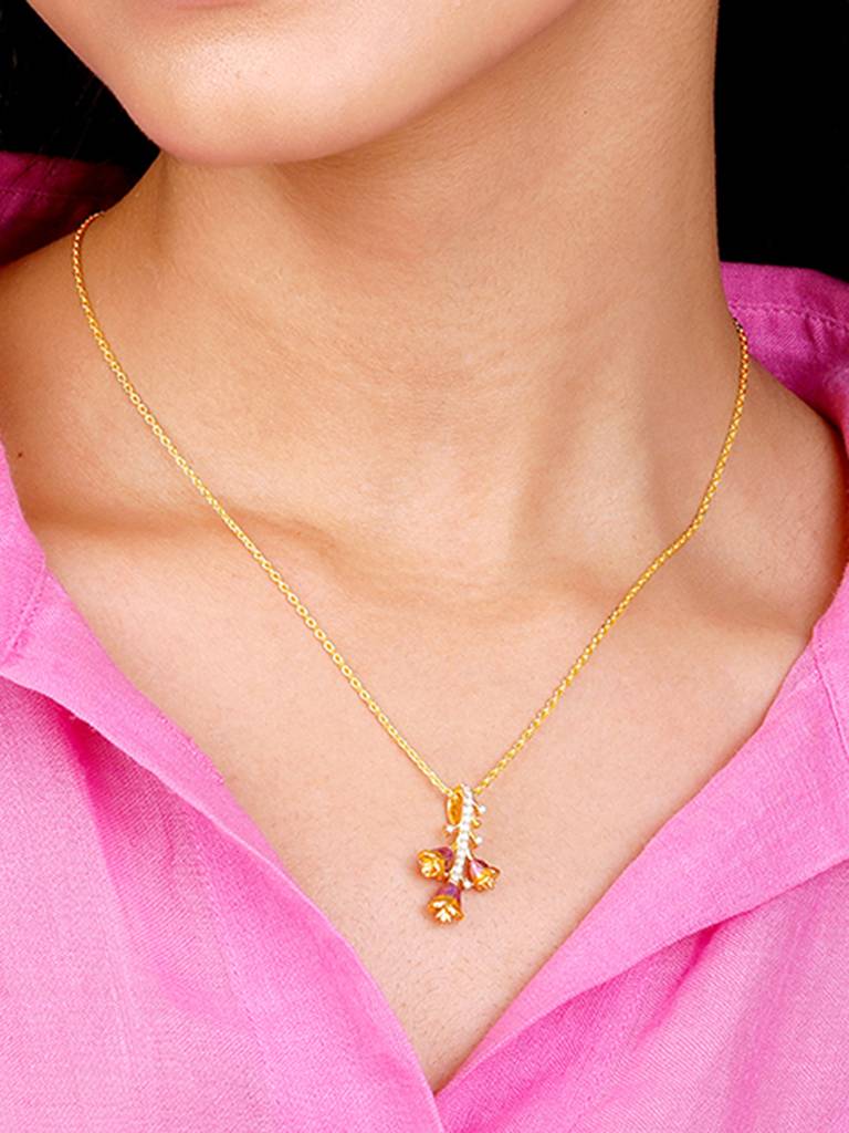 Giva 925 Sterling Silver Bhumi Golden Bell Mallow Bud Convertible Bracelet And Chain