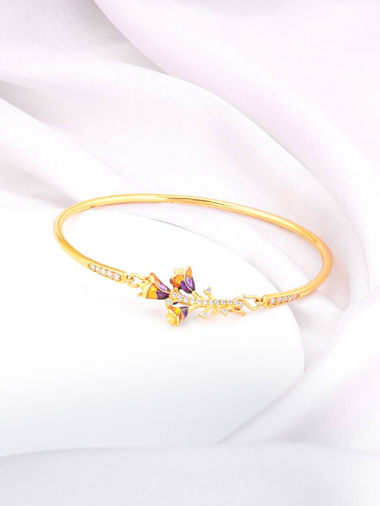Giva 925 Sterling Silver Bhumi Golden Bell Mallow Bud Convertible Bracelet And Chain