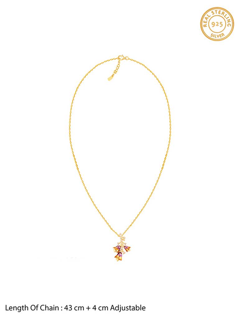 Giva 925 Sterling Silver Bhumi Golden Bell Mallow Bud Convertible Bracelet And Chain