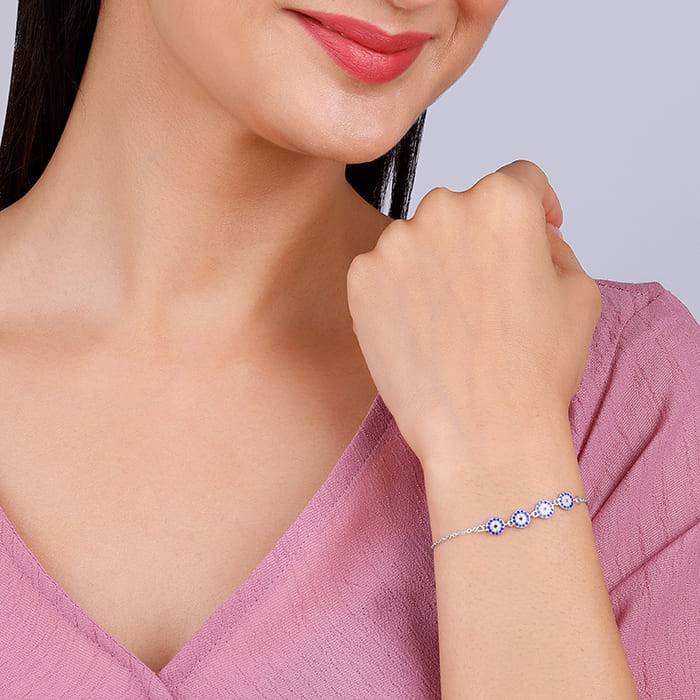Giva 925 Sterling Silver Evil Eye Bracelet, Adjustable | Gifts For Women And Girls | With  : BR0897