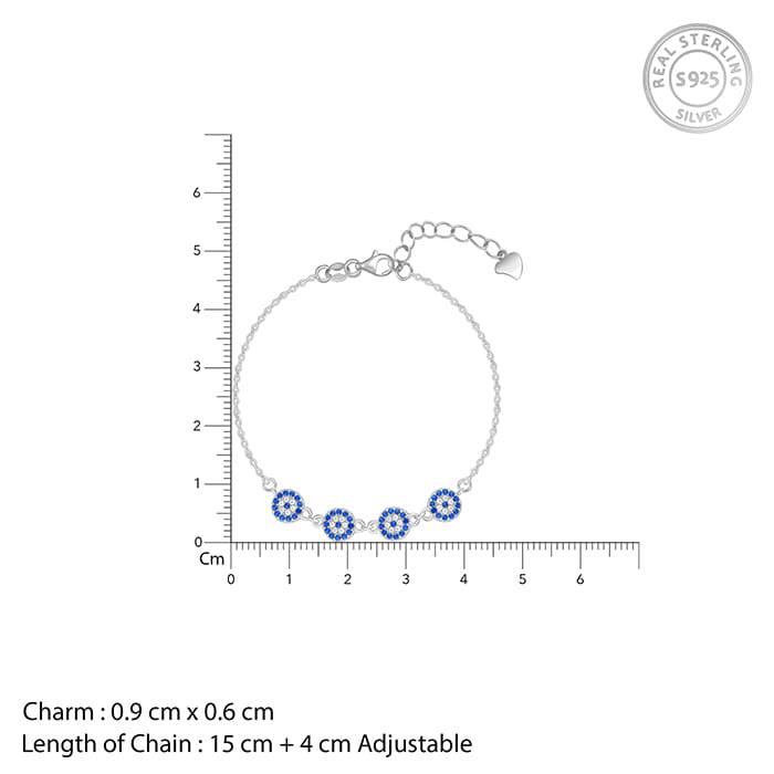 Giva 925 Sterling Silver Evil Eye Bracelet, Adjustable | Gifts For Women And Girls | With  : BR0897