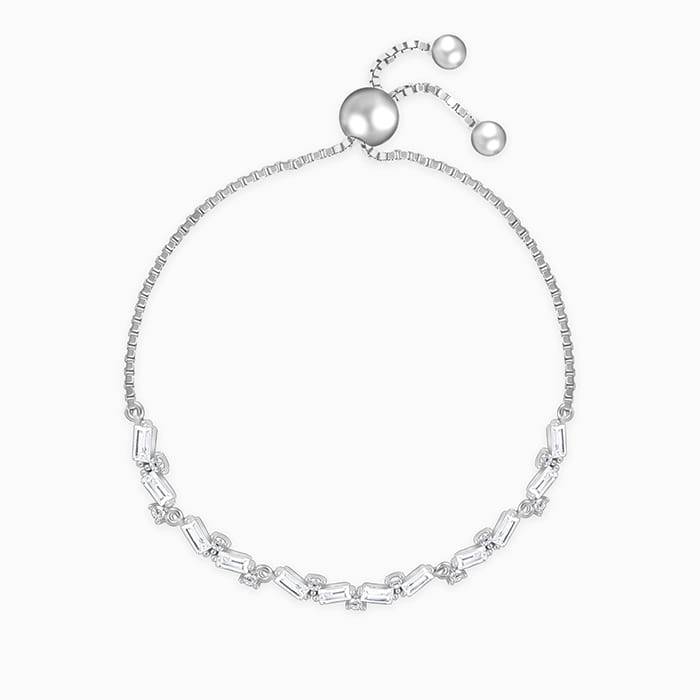 Giva 925 Silver Criss Cross Baguette Bracelet, Adjustable | Gifts For Women And Girls | With Certifi : BR0901