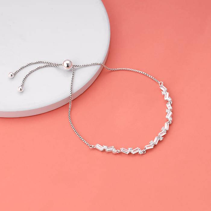 Giva 925 Silver Criss Cross Baguette Bracelet, Adjustable | Gifts For Women And Girls | With Certifi : BR0901