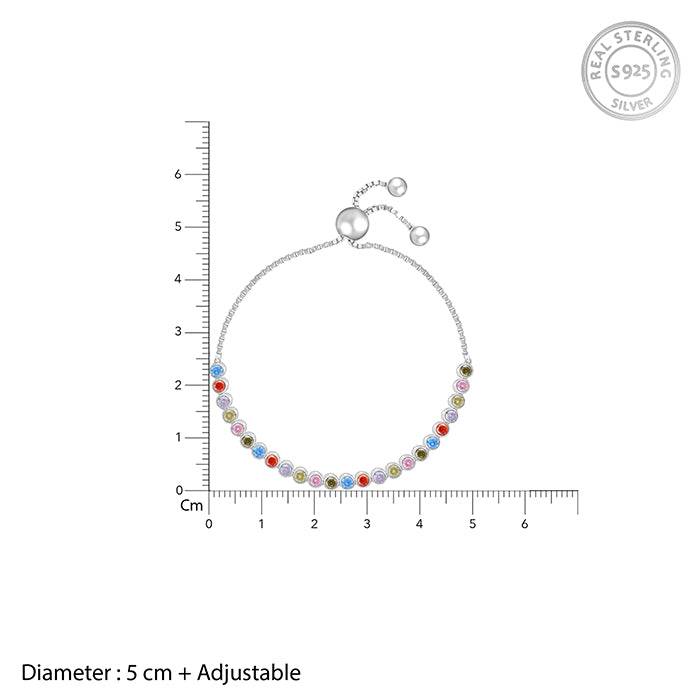 Giva 925 Silver Colourful Circle Bracelet Adjustable : BR0903