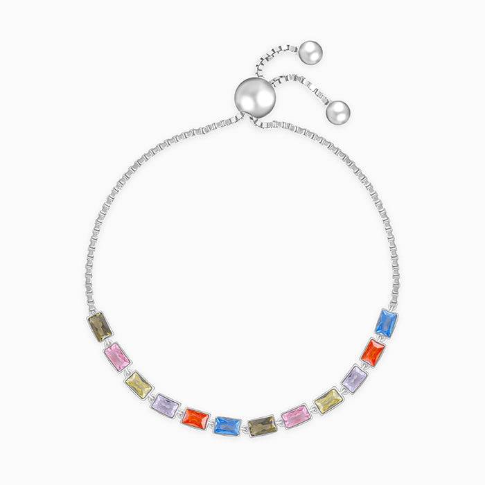 Giva 925 Silver Colourful Square Bracelet Adjustable : BR0904