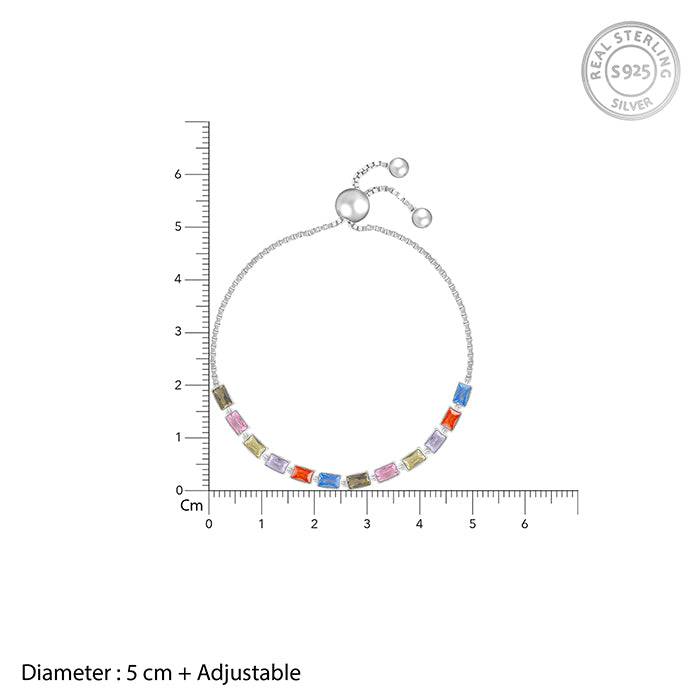 Giva 925 Silver Colourful Square Bracelet Adjustable : BR0904