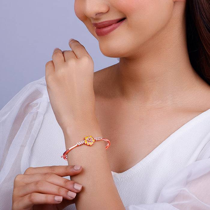 Giva 925 Silver Bhumi Rose Gold Enchanting Brahma Kamal Bracelet Adjustable : BR0909