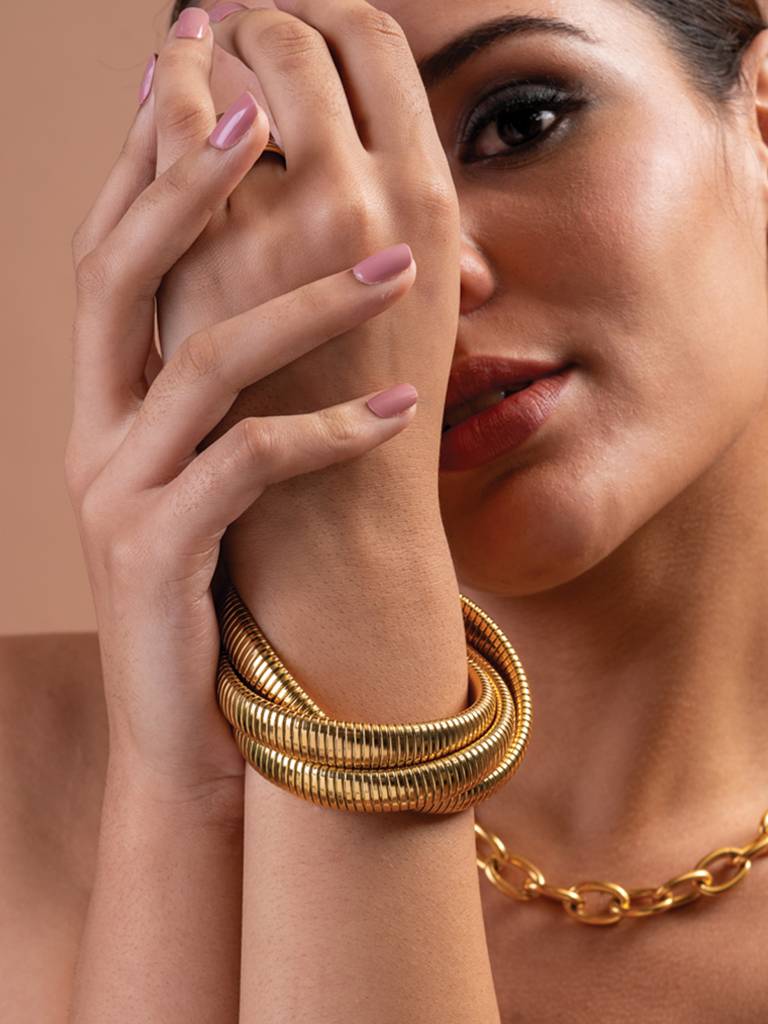 Gold-Toned Gold-Plated Wraparound Bracelet : BR091-S