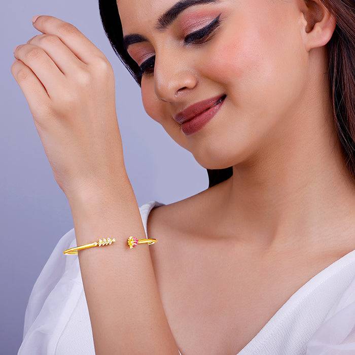 Giva 925 Silver Bhumi Golden Brahma Kamal Bud Bracelet Adjustable : BR0915