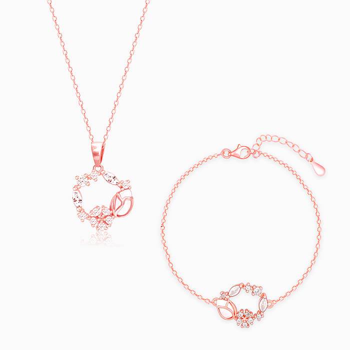 Giva 925 Sterling Silver Rose Gold Drop Wreath Set| Gifts For Women And Girls | With Certi : BR0917PD0434