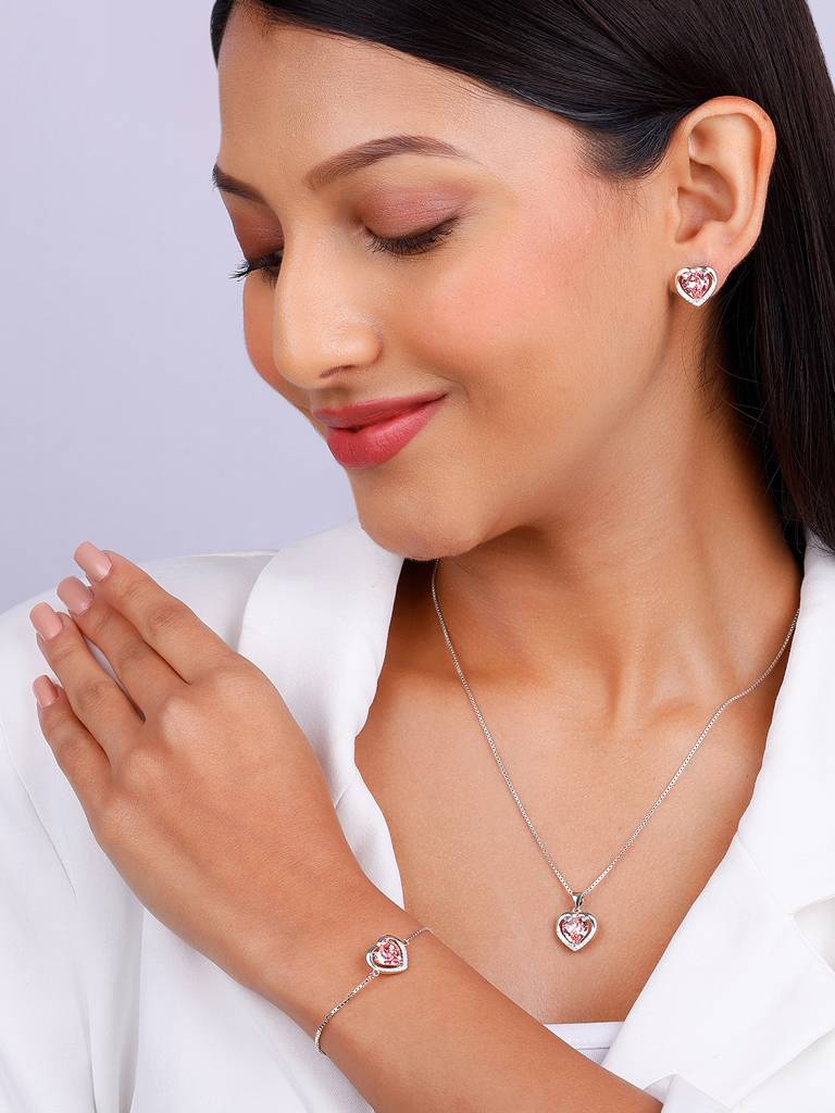 925 Silver Valentine Set Of Three For Women And Girls : BR0920ER02524PD088