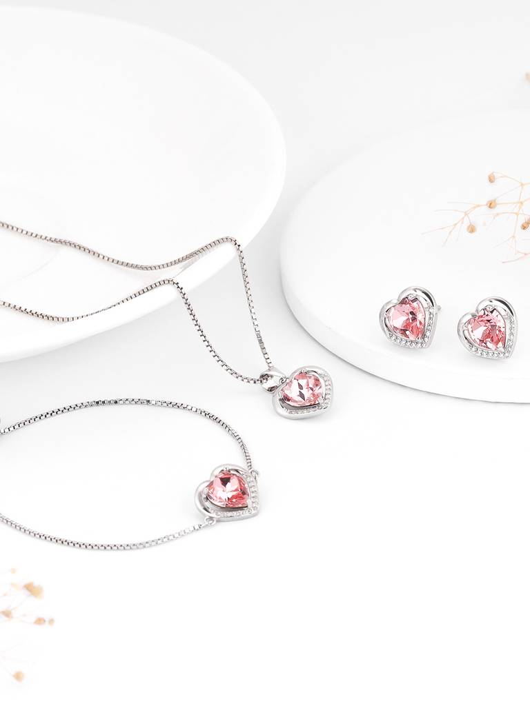 925 Silver Valentine Set Of Three For Women And Girls : BR0920ER02524PD088