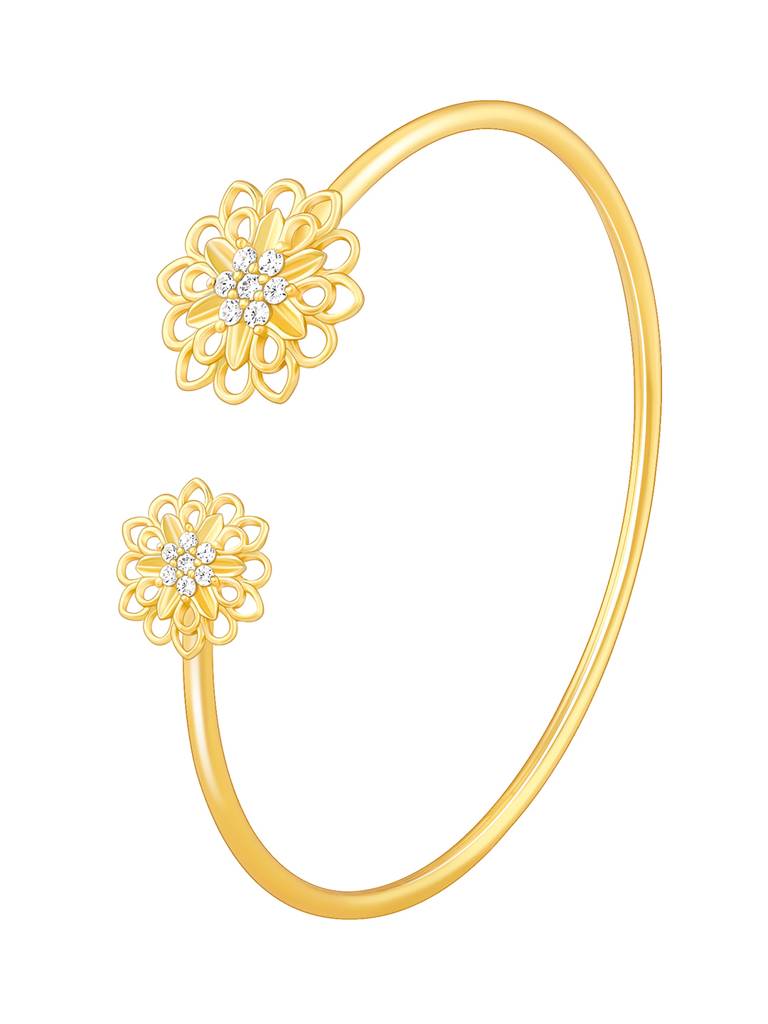 Giva 925 Silver Golden Blooming Flower Cuff Bracelet Adjustable : BR0921