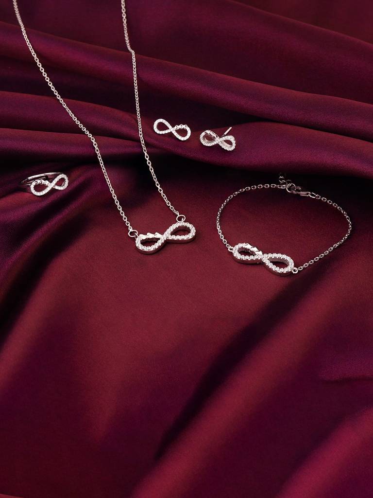 925 Silver Infinity Heart Set Of Four For Women And Girls : BR0926R01614PD061ER02532