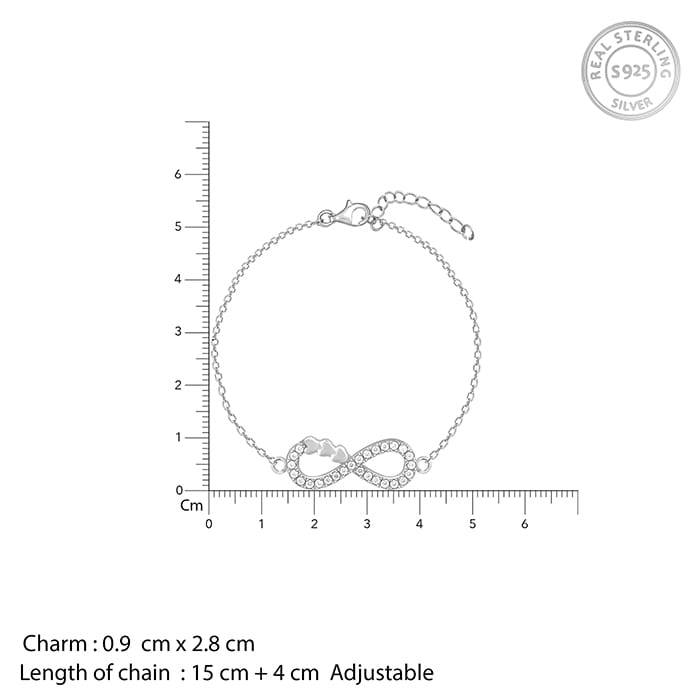 Giva 925 Silver Infinity Heart Bracelet Adjustable : BR0926