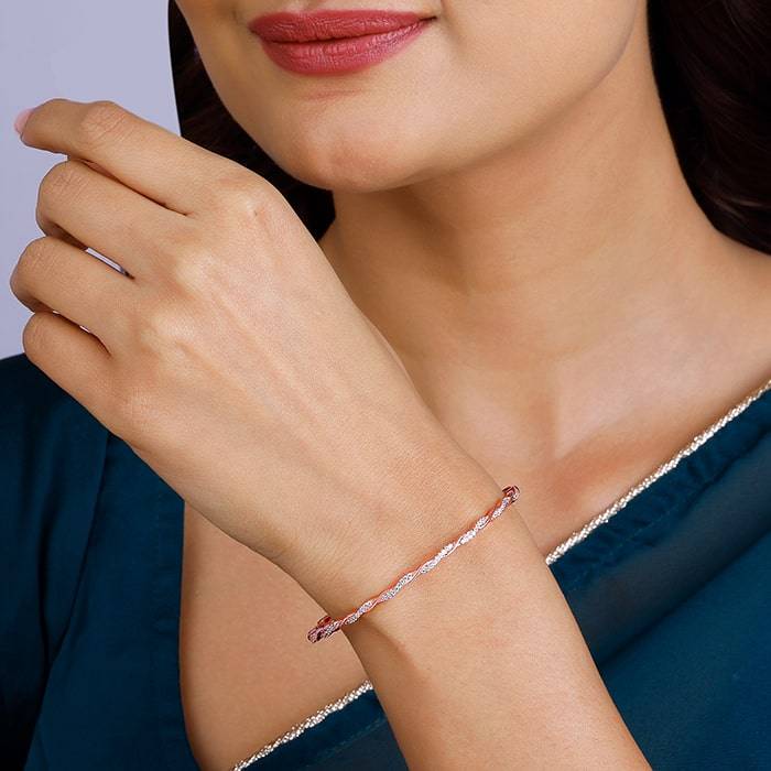 Giva 925 Silver Rose Gold Classic Twister Bangle : BR0929