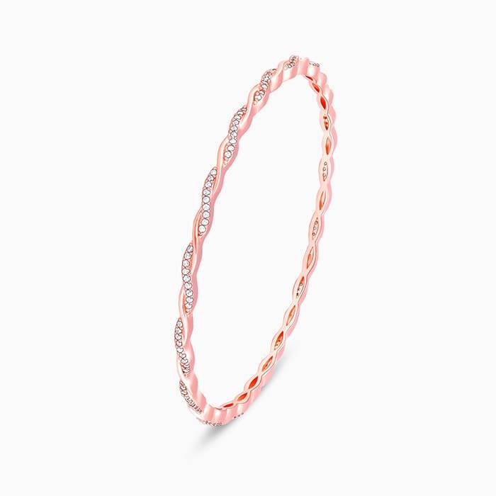Giva 925 Silver Rose Gold Classic Twister Bangle : BR0929