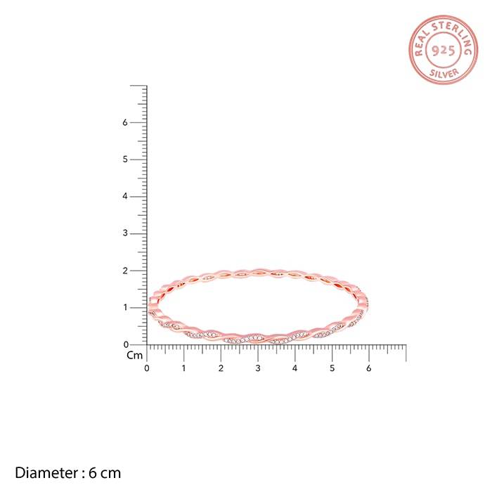 Giva 925 Silver Rose Gold Classic Twister Bangle : BR0929