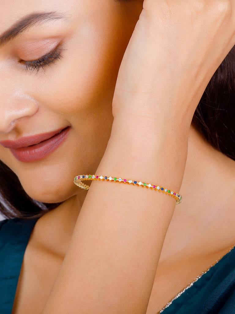 Giva 925 Sterling Silver Golden Multicolour Celebration Bangle