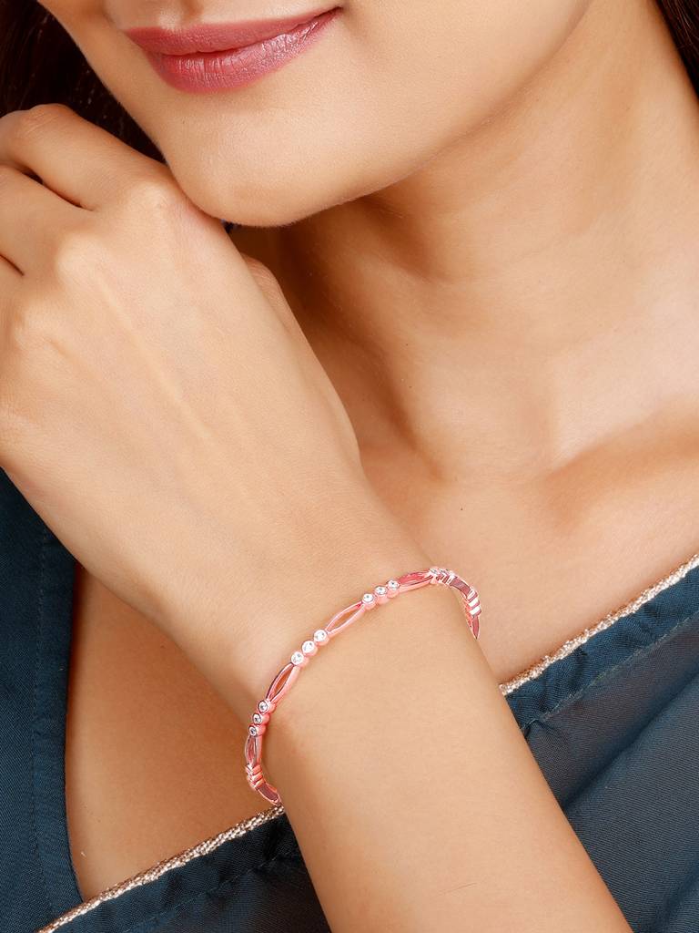 Giva 925 Sterling Silver Rose Gold Glittering Zirconia Bangle