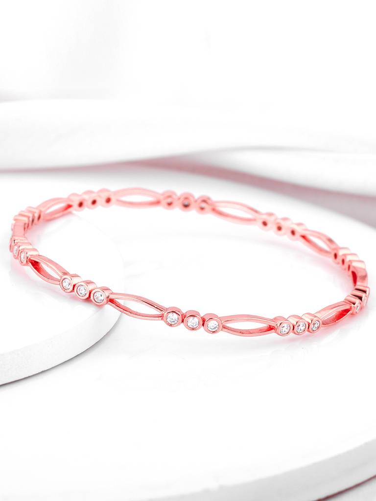 Giva 925 Sterling Silver Rose Gold Glittering Zirconia Bangle
