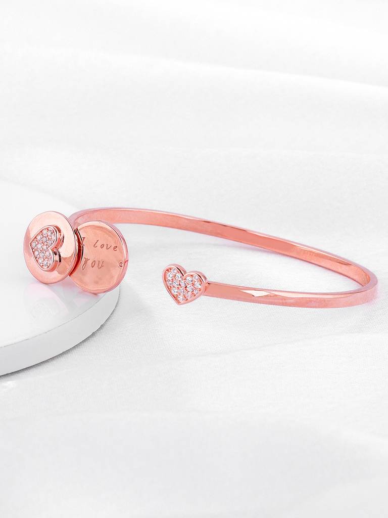 Giva 925 Silver Rose Gold Custom Adjustable I Love You Bracelet : BR0971