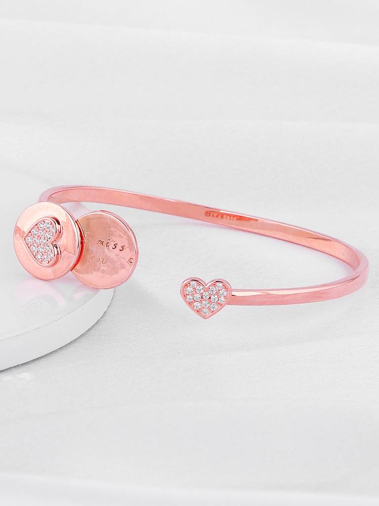 Giva 925 Silver Rose Gold Custom I Miss You Bracelet Adjustable : BR0981