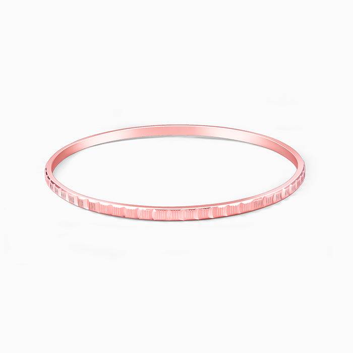 Giva 925 Silver Rose Gold Linear Cuts Bangle Fixed Size : BR0986