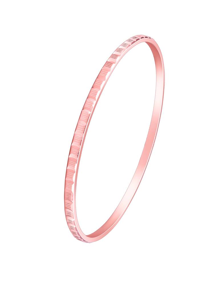 Giva 925 Silver Rose Gold Linear Cuts Bangle Fixed Size : BR0986
