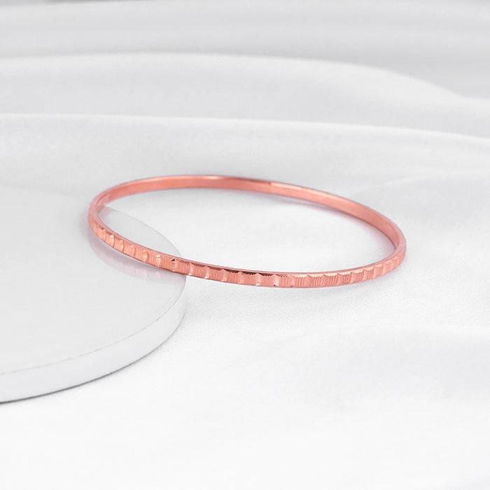 Giva 925 Silver Rose Gold Linear Cuts Bangle Fixed Size : BR0986