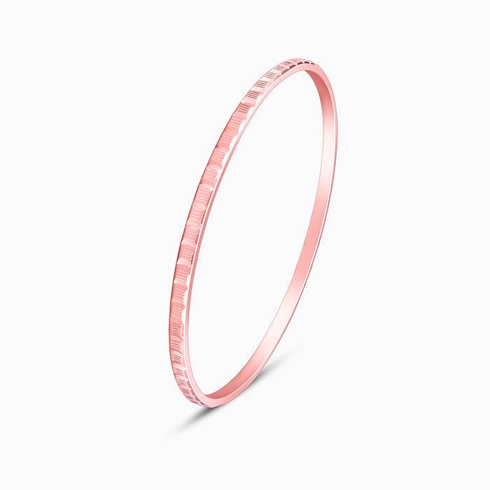 Giva 925 Silver Rose Gold Linear Cuts Bangle Fixed Size : BR0986