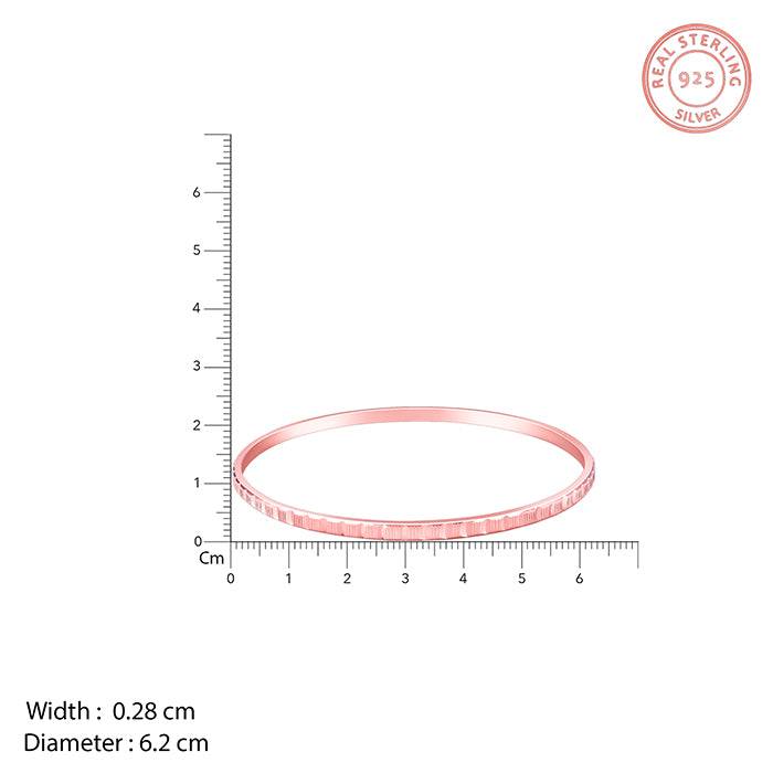 Giva 925 Silver Rose Gold Linear Cuts Bangle Fixed Size : BR0986