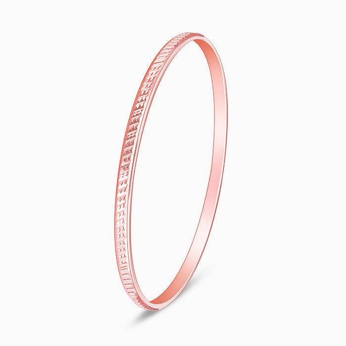 Giva 925 Silver Rose Gold Cubical Shine Bangle Fixed Size : BR0988