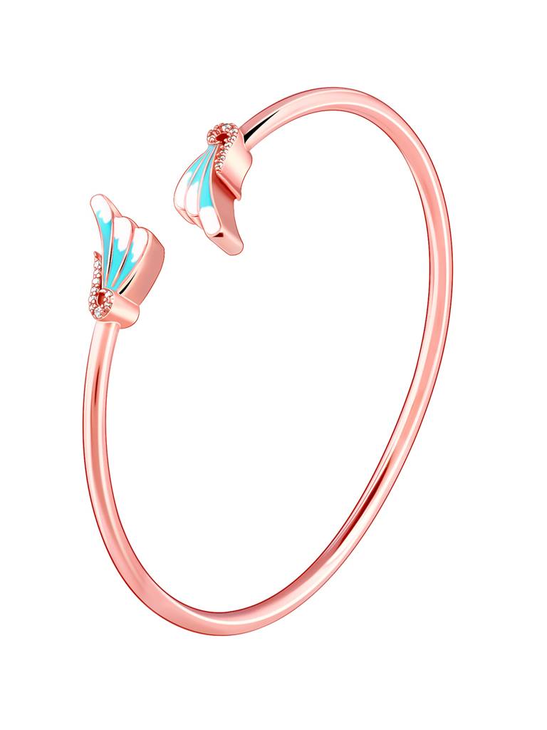 925 Silver Rose Gold Spread Your Wings Bracelet For Women : BR0992