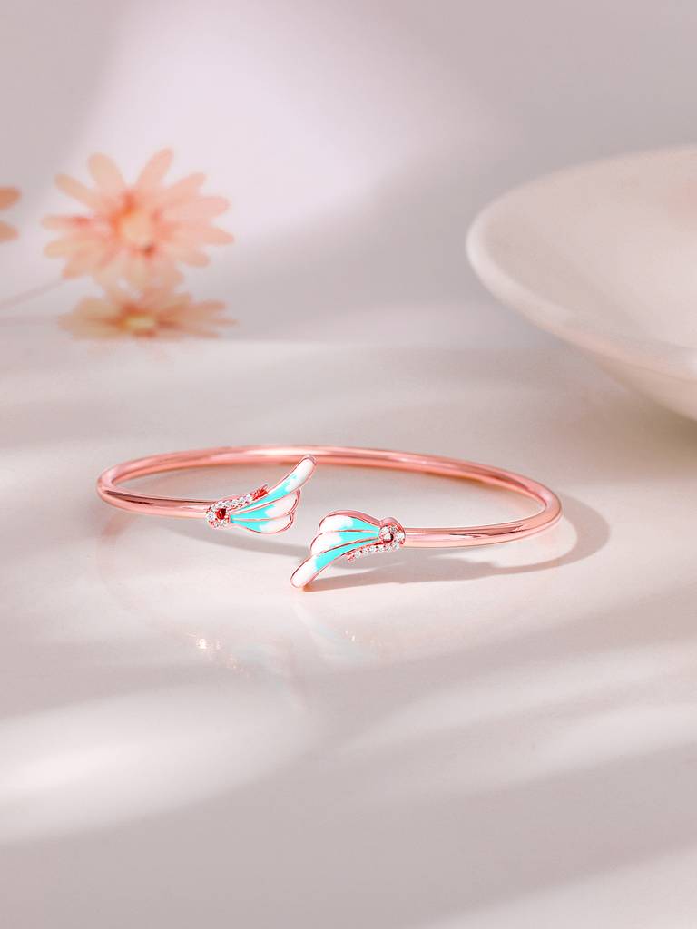 925 Silver Rose Gold Spread Your Wings Bracelet For Women : BR0992