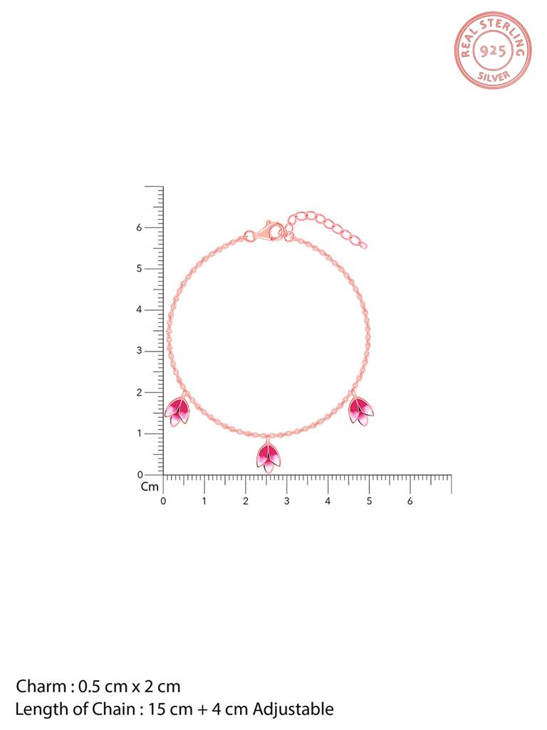 925 Silver Rose Gold Wing It Bracelet For Women : BR0994