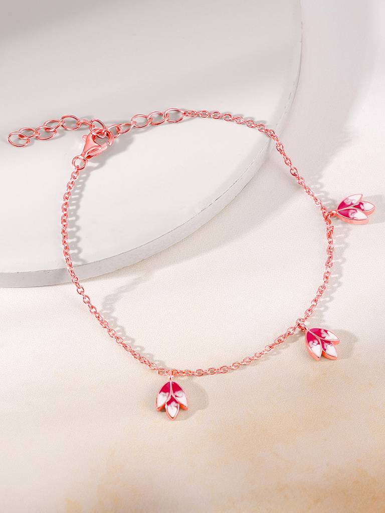 925 Silver Rose Gold Wing It Bracelet For Women : BR0994