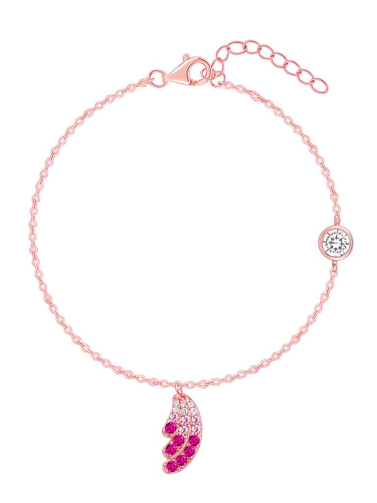 925 Silver Rose Gold Wing Charm Bracelet For Women : BR0996