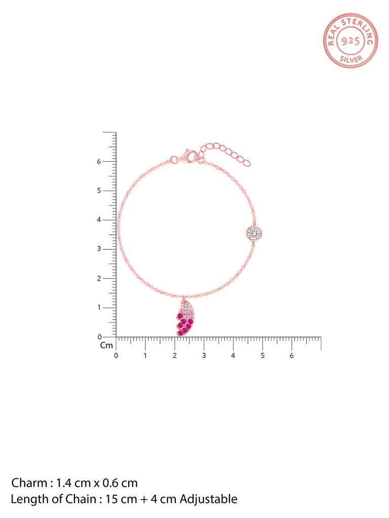 925 Silver Rose Gold Wing Charm Bracelet For Women : BR0996