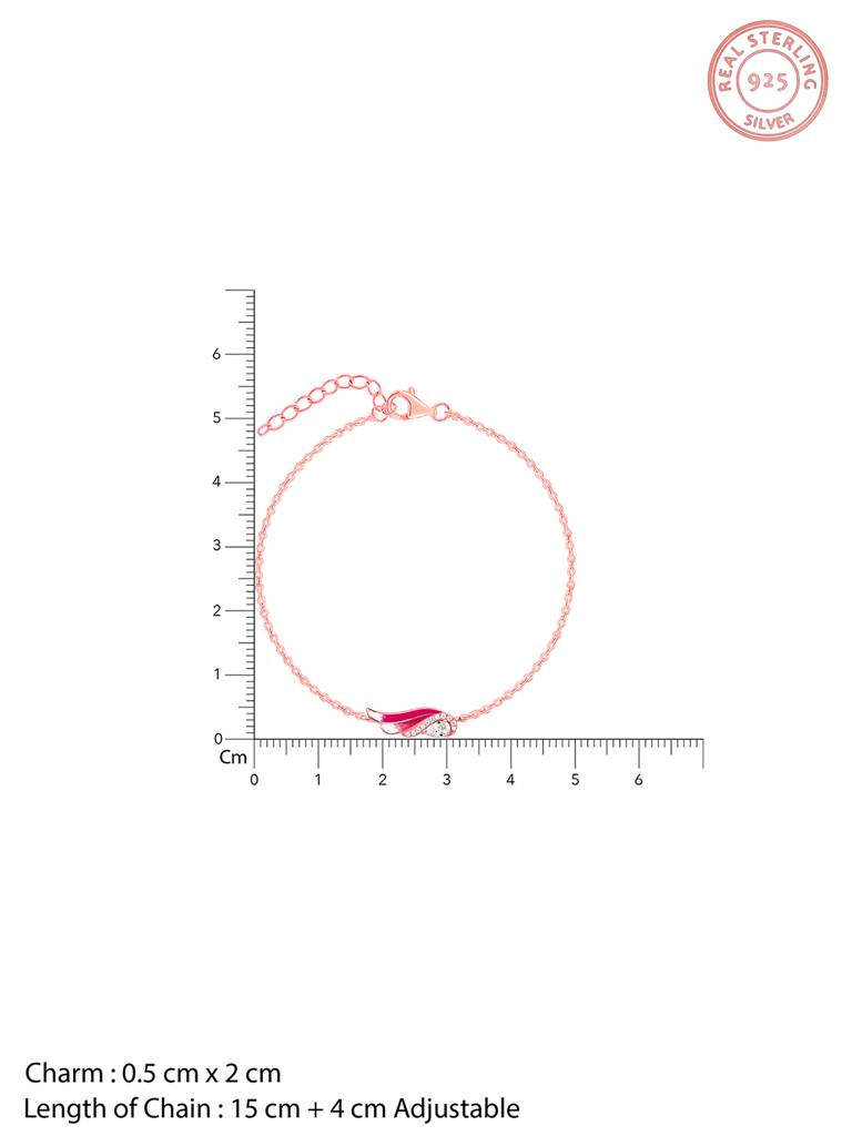 925 Silver Rose Gold Flutter In Pink Bracelet For Women : BR0998