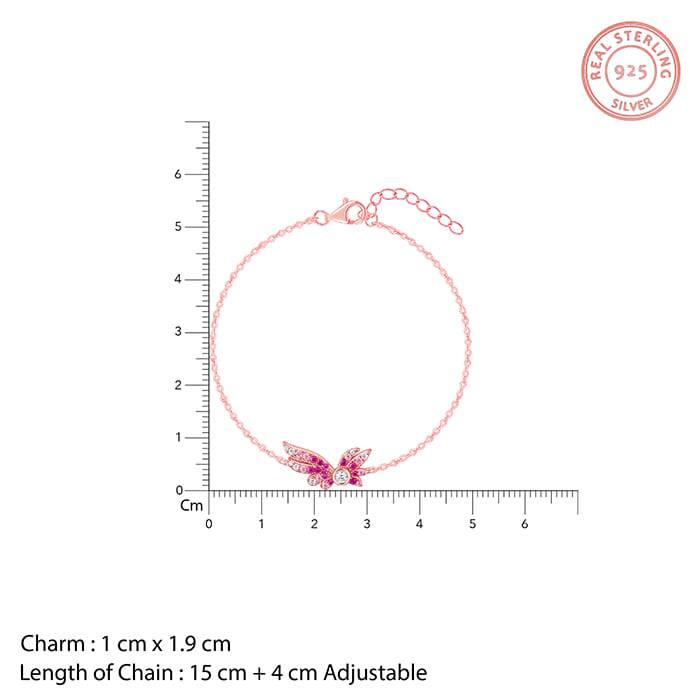 Giva 925 Silver Rose Gold Fly In Pink Set Of Four| Gifts For Women And Girls | With Certif : BR0999PD02412R01689ER02639