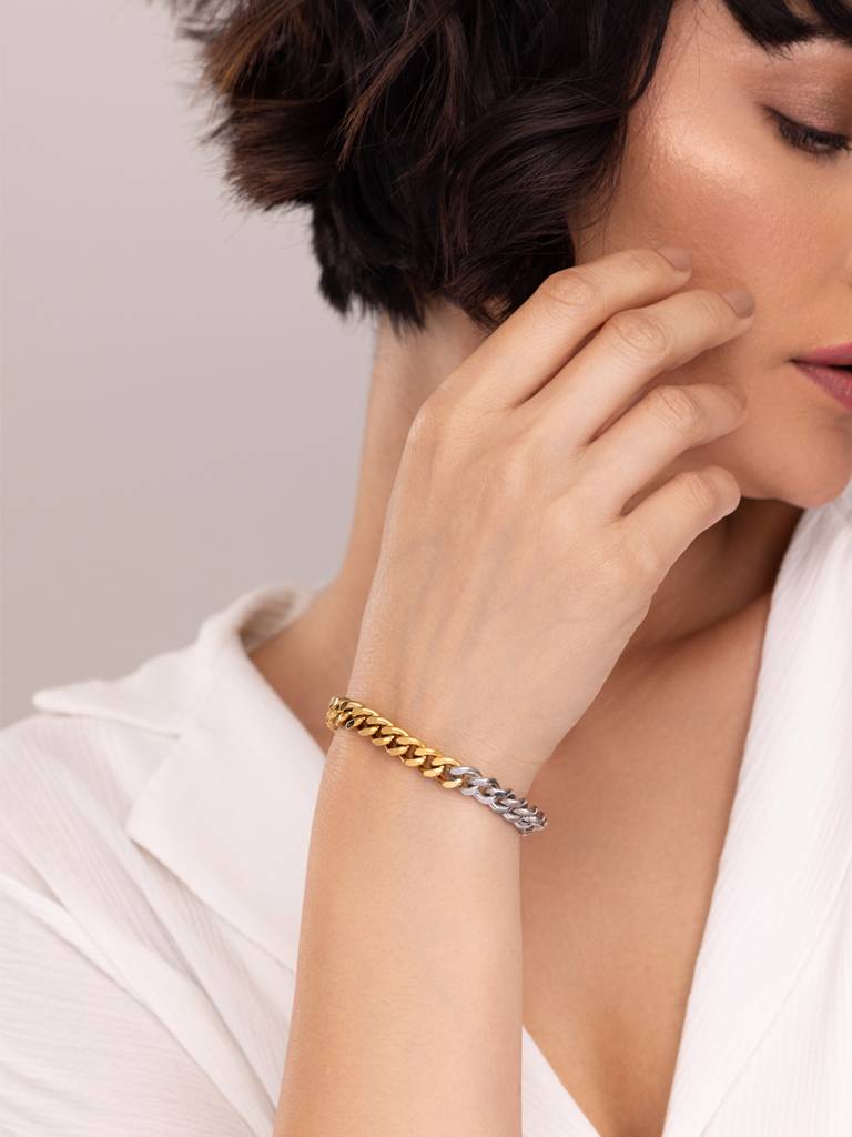 Bi-Metal Cuban Chain Bracelet : BR100