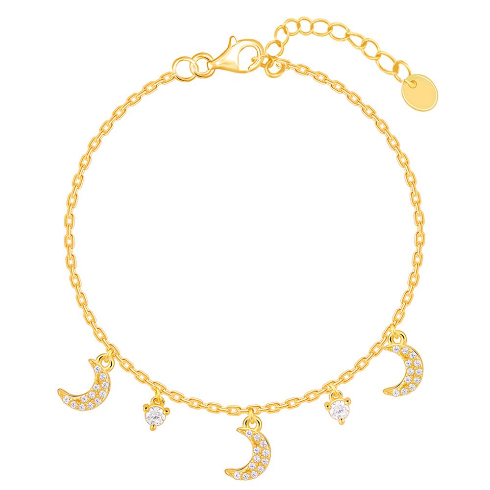 Giva 925 Silver Golden Crescent Zircon Bracelet, Adjustable : BR01005