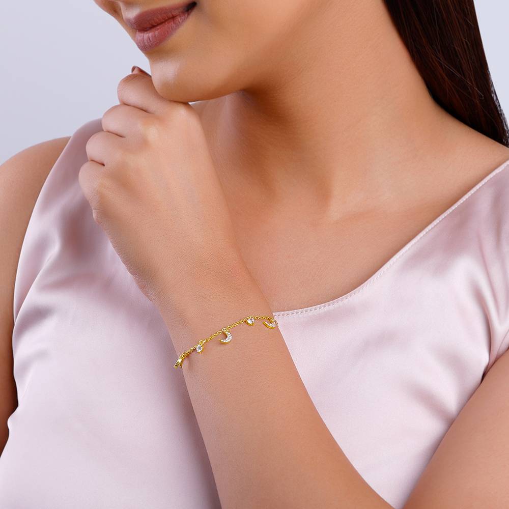 Giva 925 Silver Golden Crescent Zircon Bracelet, Adjustable : BR01005